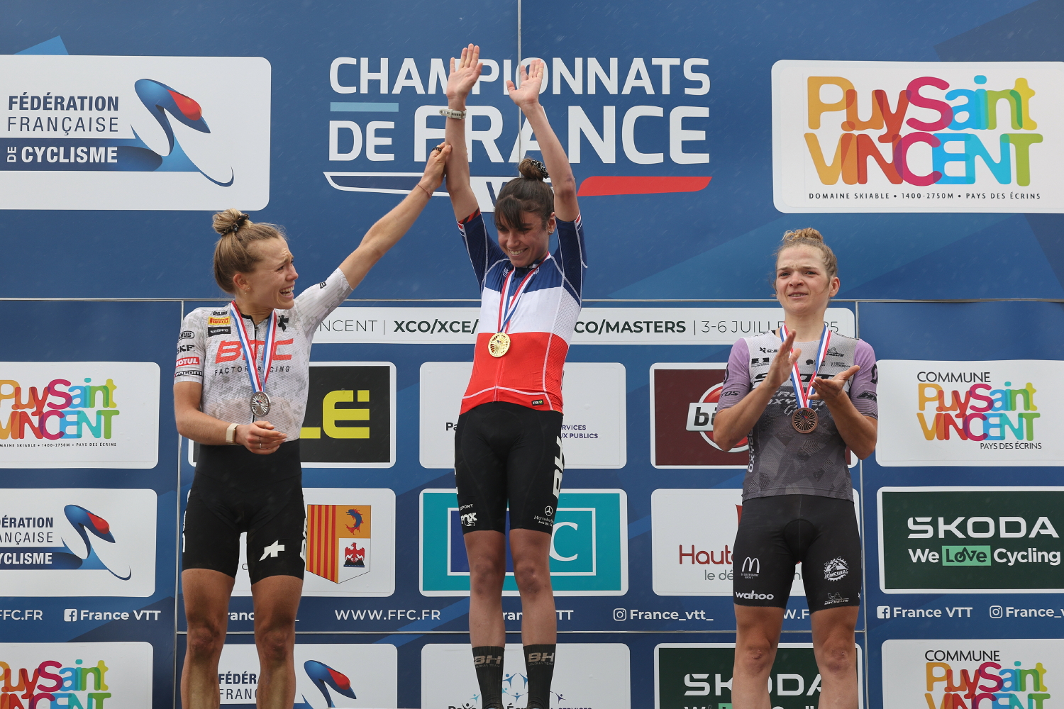 le podium du championnat de france elite dame de VTT XCO 2025
